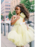 One Shoulder Bright Yellow Tulle Flower Girl Dress